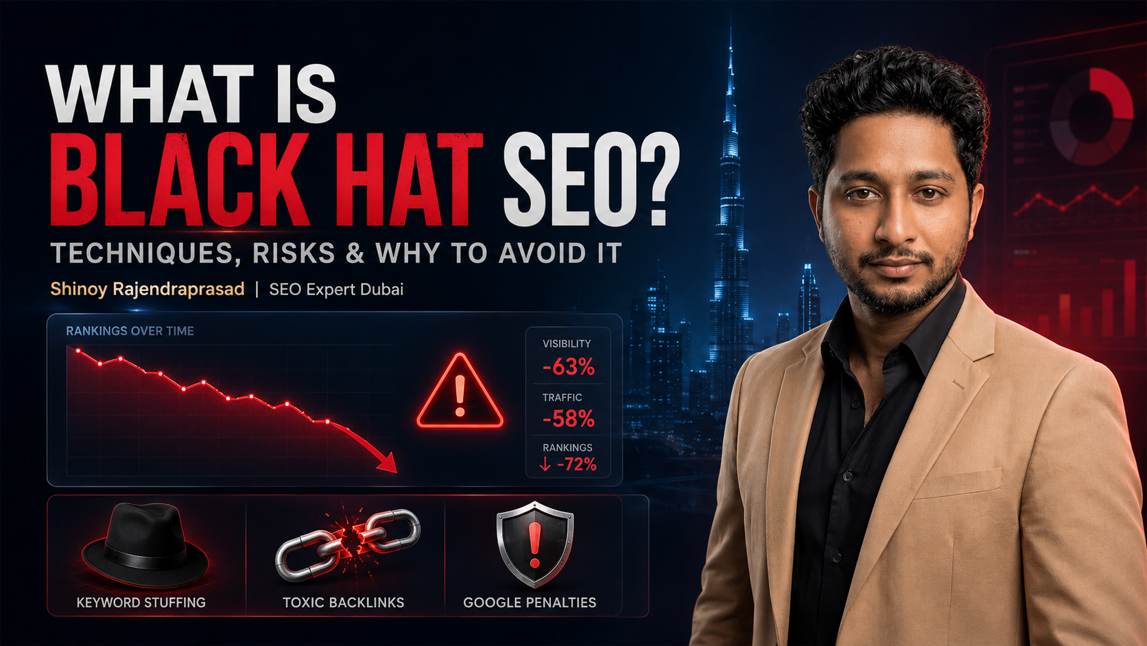 What is black hat SEO Techniques, risks, and why to avoid it — Shinoy Rajendraprasad, SEO Expert Dubai.